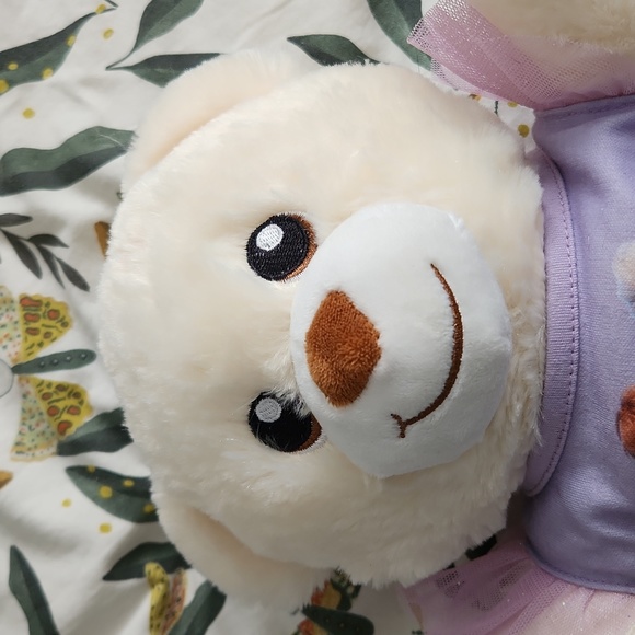 Build a Bear white bear with tulle skirt t shirt and pink shoes - Picture 4 of 6